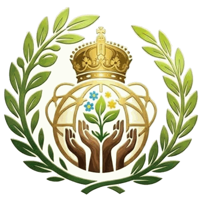 The Orgnature logo: a gold crown over a globe, and two hands holding a young plant, inside a green laurel wreath.